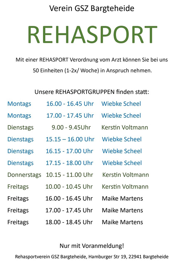 REHASPORT GSZ Bargteheide - Gesundheits -und Sportzentrum, Physiotherapie, Fitness, Wellness, Rehasport in 22941 Bargteheide